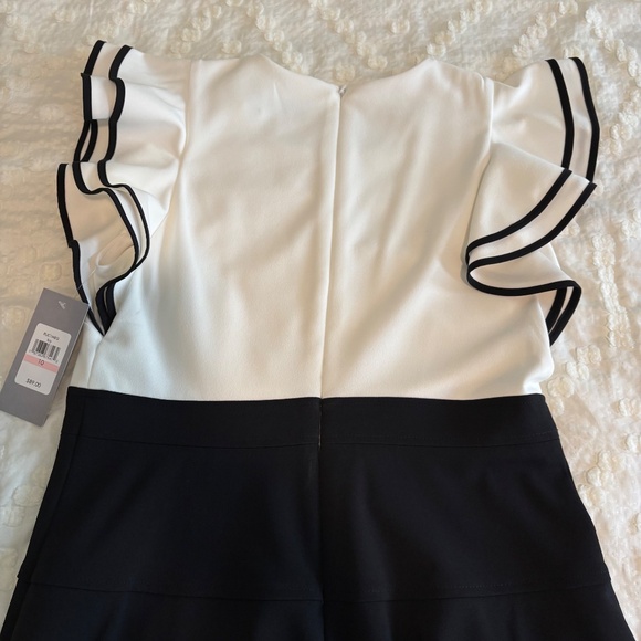 Black and off-white Ruffle Shoulder Dress - Picture 4 of 5